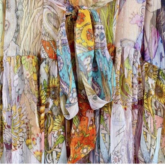 Zimmermann Kaleidoscope Pleated High-Neck Mini Dress. - Picture 5 of 5